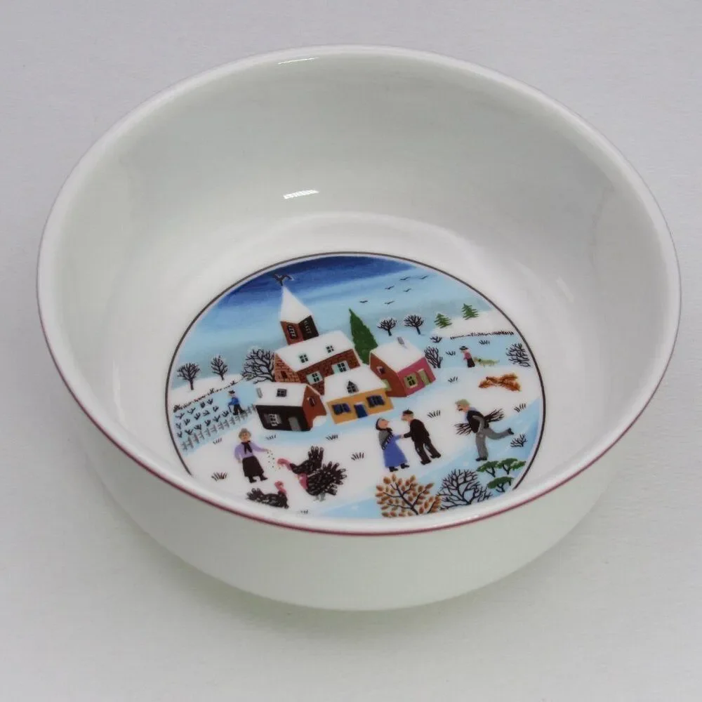 Villeroy & Boch Cereal Bowl Naif Christmas G Laplau Red Trim Soup Salad 5